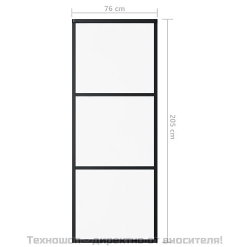 Плъзгаща се врата с механизъм, ESG стъкло и алуминий, 76x205 см