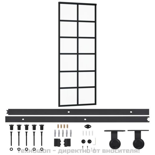 Плъзгаща се врата с механизъм, ESG стъкло и алуминий, 76x205 см