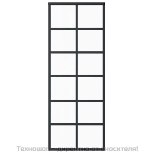 Плъзгаща се врата с механизъм, ESG стъкло и алуминий, 76x205 см