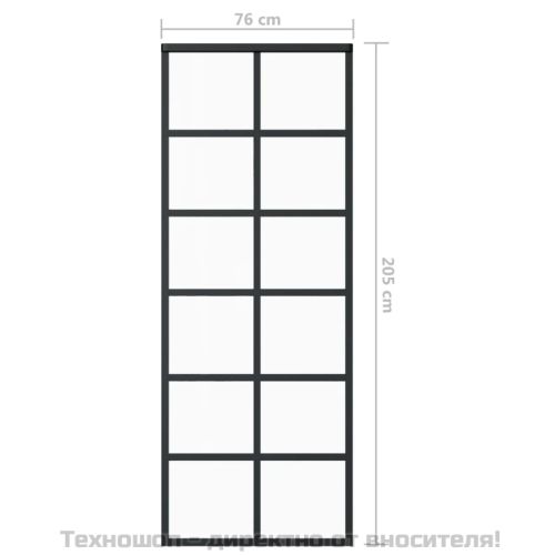 Плъзгаща се врата с механизъм, ESG стъкло и алуминий, 76x205 см