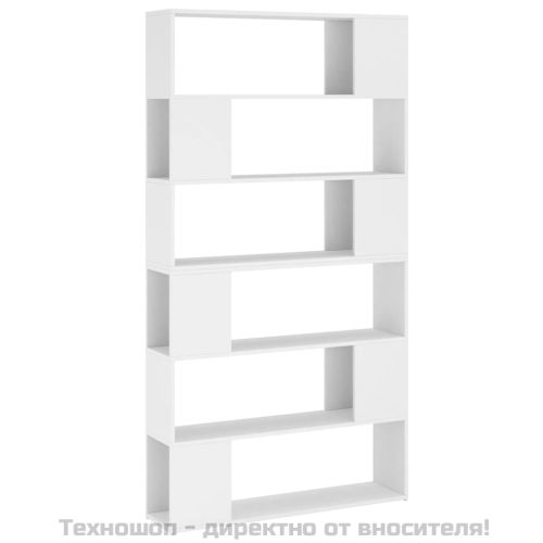 Библиотека/разделител за стая, бяла, 100x24x188 см