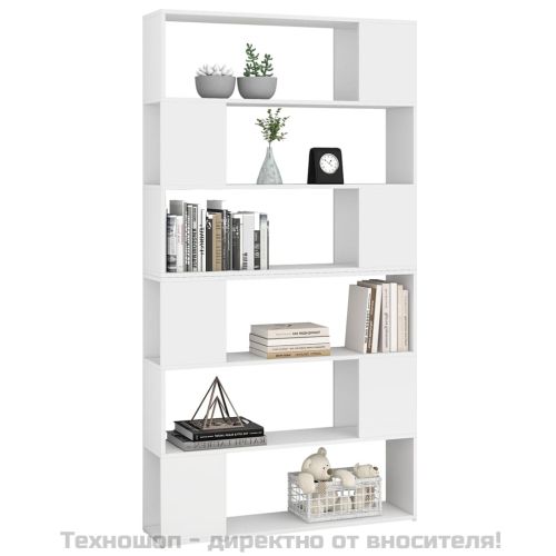 Библиотека/разделител за стая, бяла, 100x24x188 см