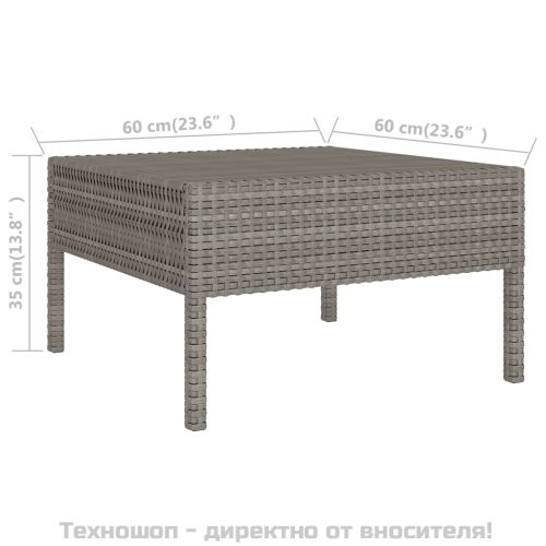 Градински лаундж комплект с възглавници 10 части полиратан сив