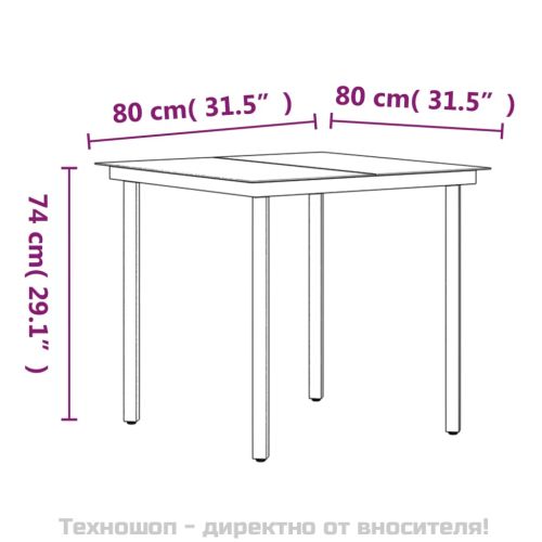 Градински трапезен комплект от 3 части с възглавници черен