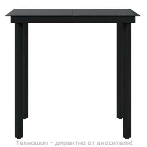 Градински трапезен комплект 3 части с възглавници сиво и черно