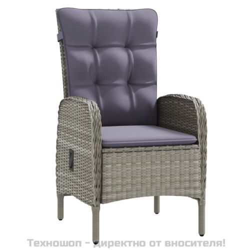 Градински трапезен комплект с възглавници 5 части, сиво и черно