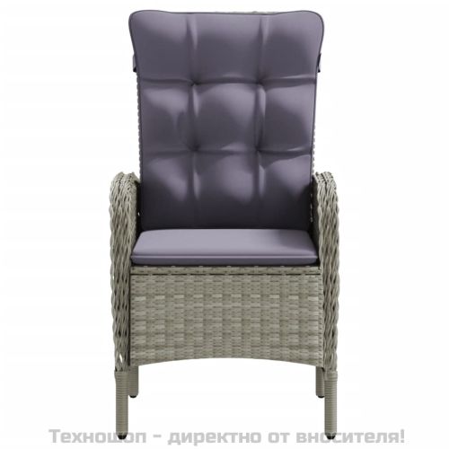 Градински трапезен комплект с възглавници 5 части, сиво и черно