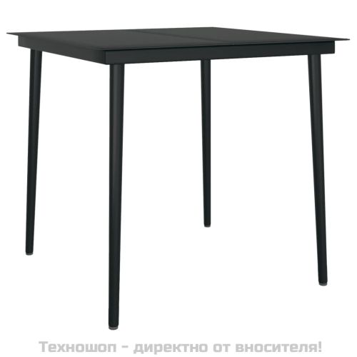 Градински трапезен комплект от 5 части с възглавници черен