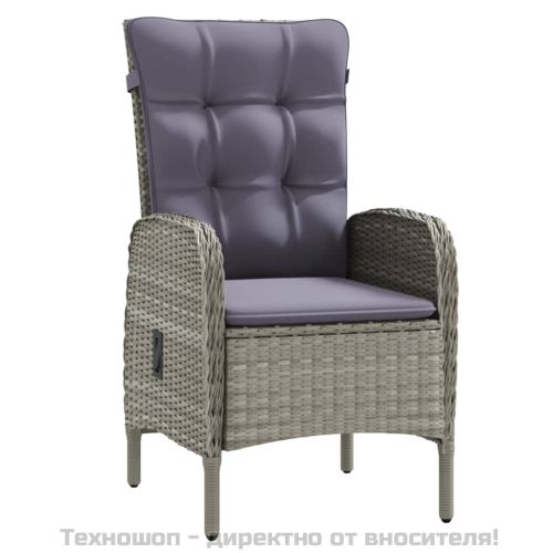 Градински трапезен комплект, 3 части с възглавници сиво и черно