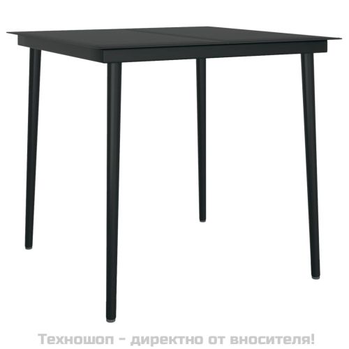 Градински трапезен комплект, 3 части с възглавници сиво и черно