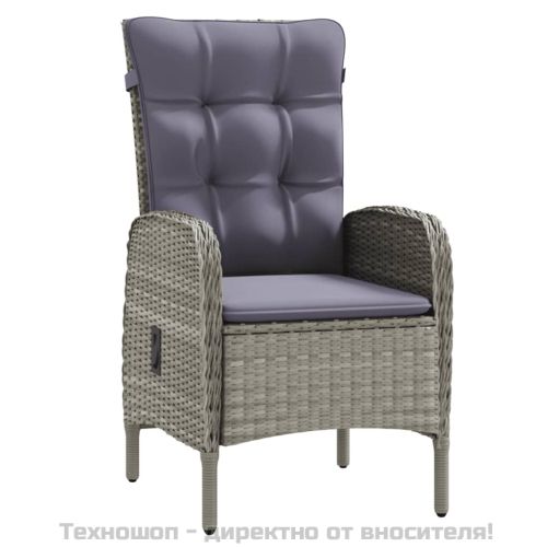 Градински трапезен комплект с възглавници 5 части, сиво и черно