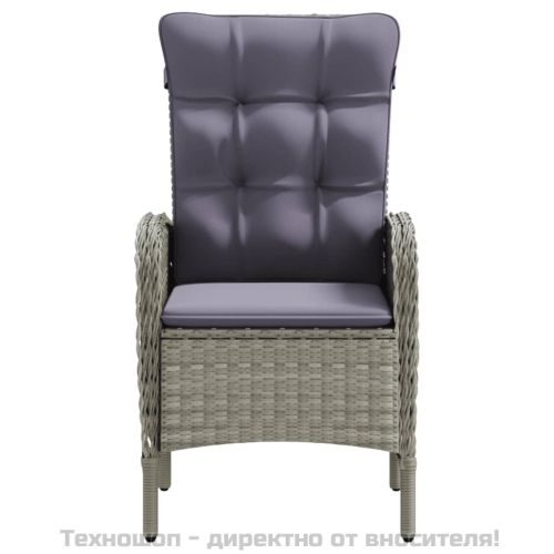 Градински трапезен комплект с възглавници 5 части, сиво и черно