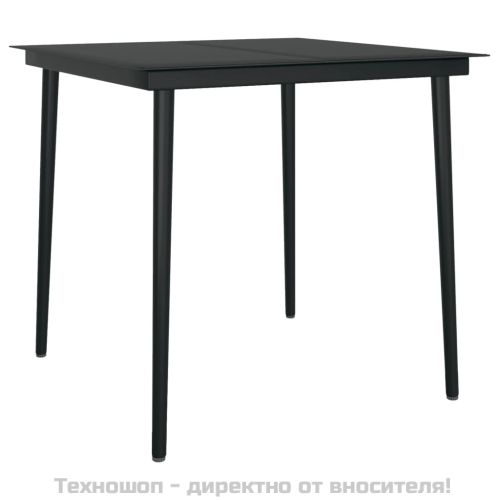 Градински трапезен комплект с възглавници 5 части, сиво и черно