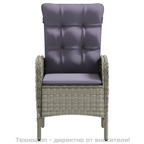 Градински трапезен комплект с възглавници 7 части сиво и черно