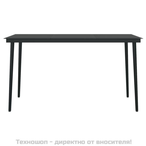 Градински трапезен комплект с възглавници 7 части сиво и черно