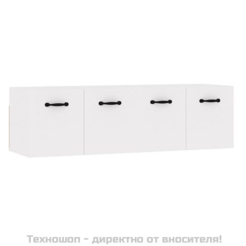 Стенни шкафове 2 бр бял гланц 80x36,5x35 см инженерно дърво