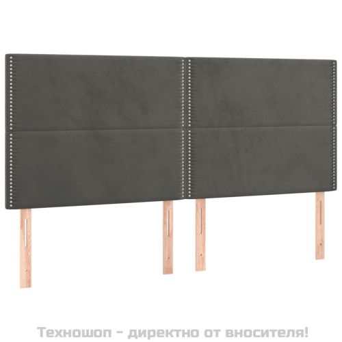 Табла за легло, тъмносива, 200x5x118/128 см, кадифе