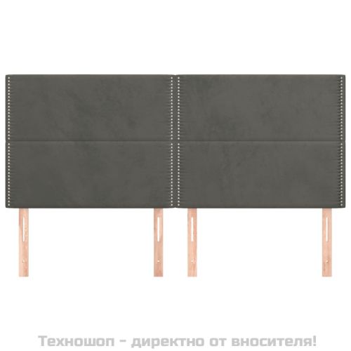 Табла за легло, тъмносива, 200x5x118/128 см, кадифе