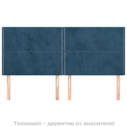 Табла за легло, тъмносиня, 200x5x118/128 см, кадифе