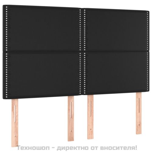 Табла за легло, черна, 144x5x118/128 см, изкуствена кожа