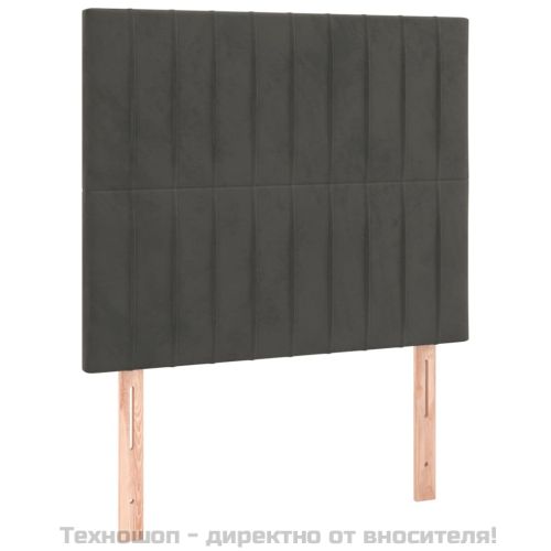 Табла за легло, тъмносива, 100x5x118/128 см, кадифе