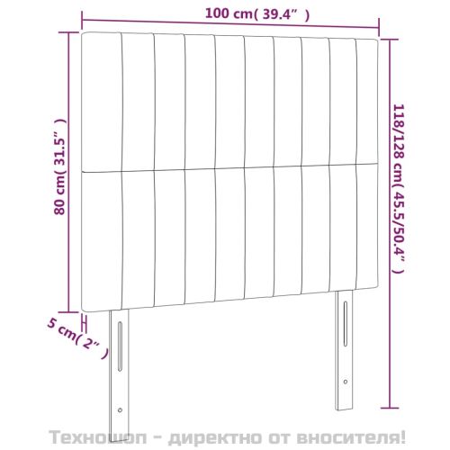 Табла за легло, тъмносива, 100x5x118/128 см, кадифе