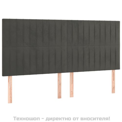 Табла за легло, тъмносива, 200x5x118/128 см, кадифе