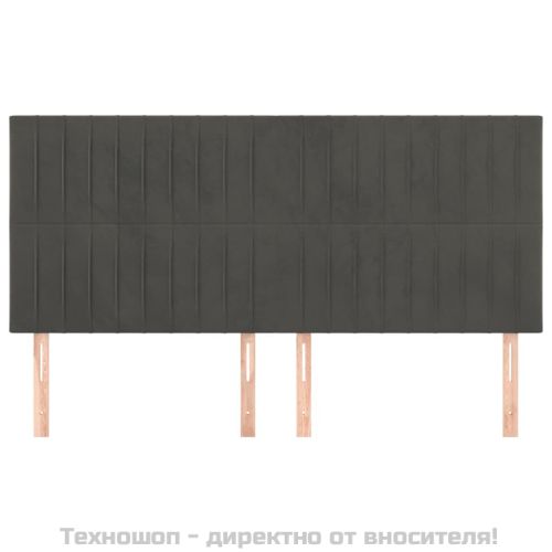 Табла за легло, тъмносива, 200x5x118/128 см, кадифе