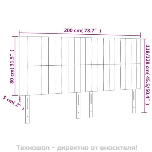 Табла за легло, тъмносива, 200x5x118/128 см, кадифе