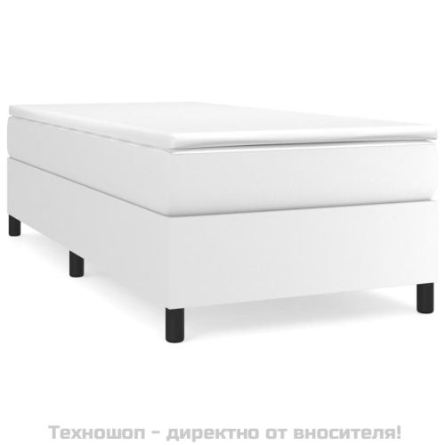 Боксспринг легло с матрак, бяло, 90x200 см, изкуствена кожа