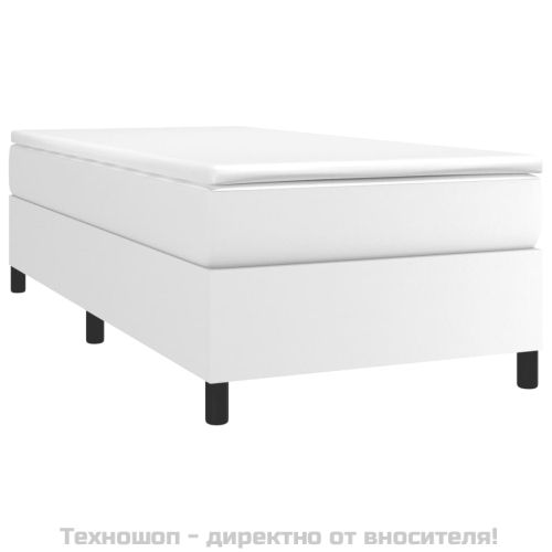 Боксспринг легло с матрак, бяло, 90x200 см, изкуствена кожа