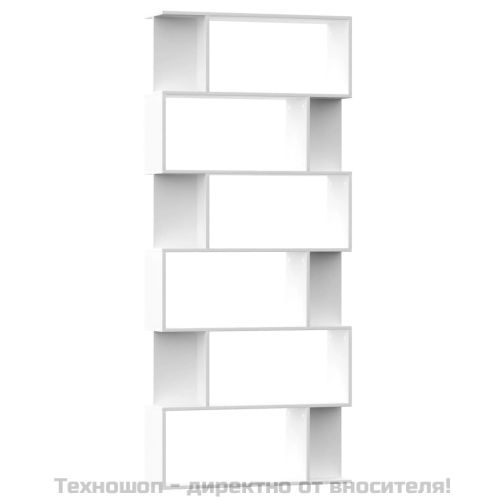 Библиотека/разделител за стая бяла 80x24x192 см инженерно дърво