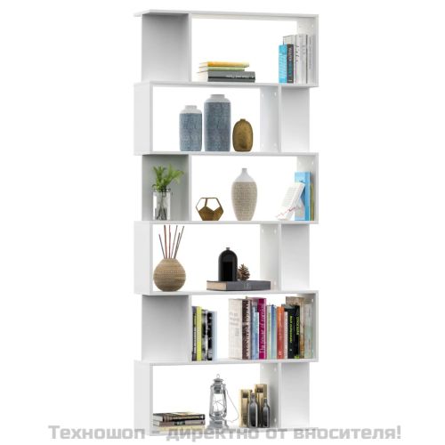 Библиотека/разделител за стая бяла 80x24x192 см инженерно дърво