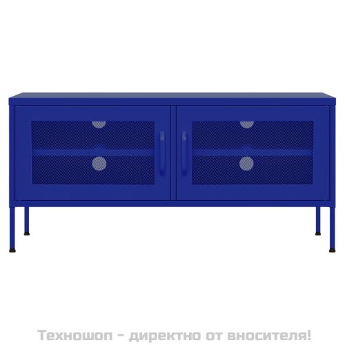 ТВ шкаф, нейви синьо, 105x35x50 см, стомана