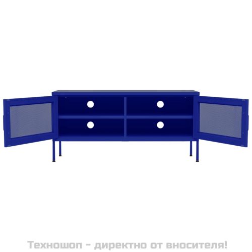 ТВ шкаф, нейви синьо, 105x35x50 см, стомана