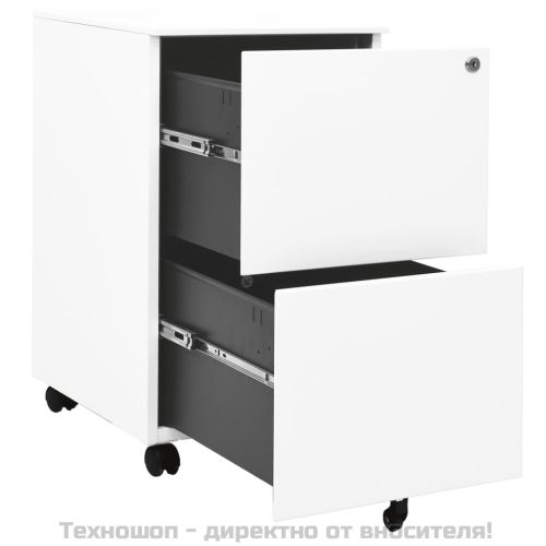 Мобилен офис шкаф, бял, 39x45x67см, стомана