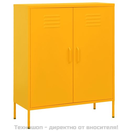 Шкаф за съхранение, горчица, 80х35х101,5 см, стомана