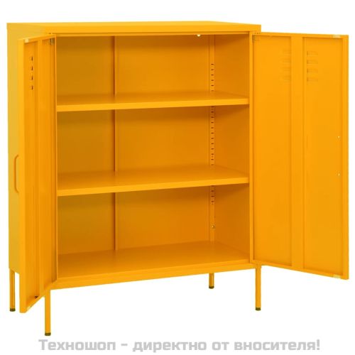 Шкаф за съхранение, горчица, 80х35х101,5 см, стомана