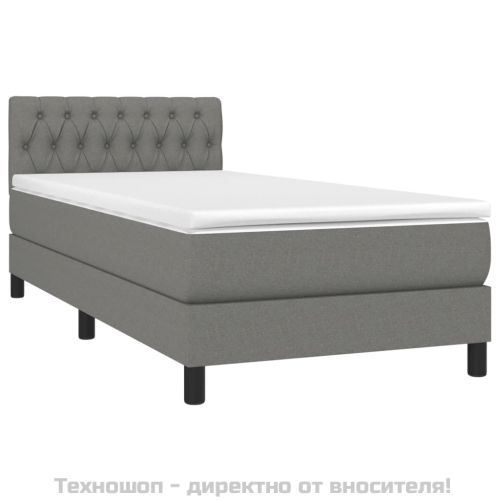 Боксспринг легло с матрак, тъмносиво, 90x200 см, плат