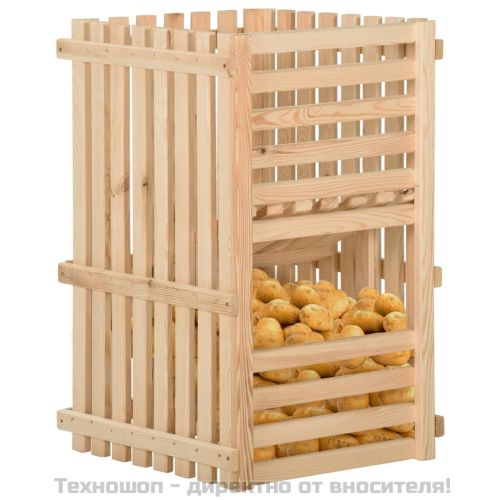 Кутия за картофи, 50x50x80 см, борово дърво масив
