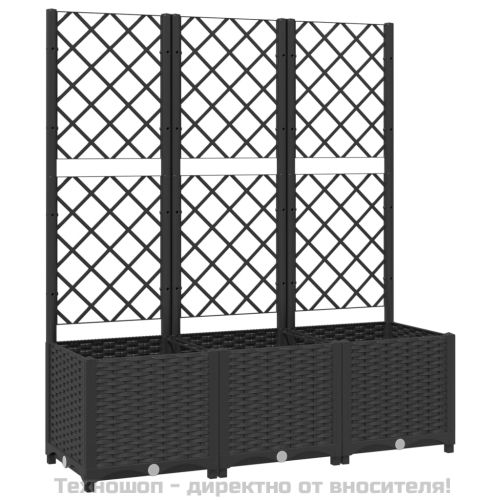 Градинска саксия с решетка, черна, 120x40x136 см, полипропилен