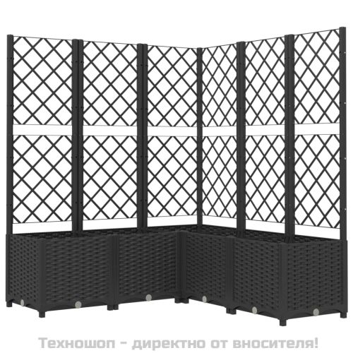 Градински сандък с пергола, черен, 120x120x136 см, PP