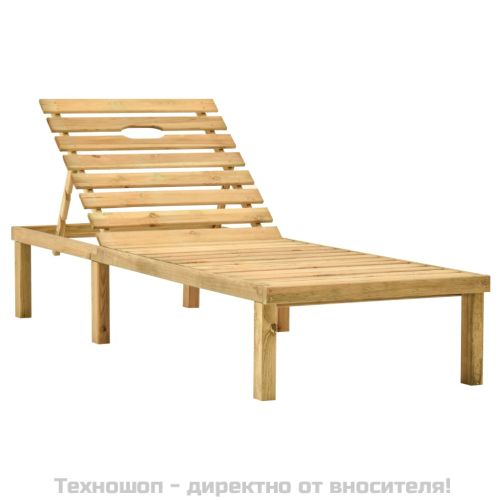 Градински шезлонг с масичка, импрегнирано борово дърво