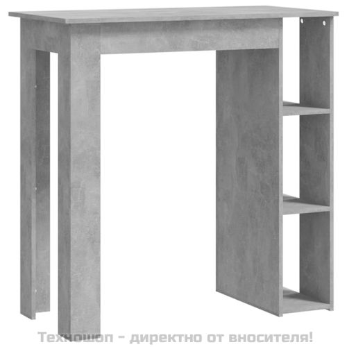 Бар маса с рафт, бетонно сива, 102x50x103,5 см, инженерно дърво