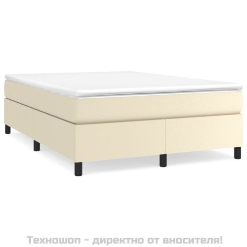 Рамка за легло с пружини кремава,140x200 см, изкуствена кожа