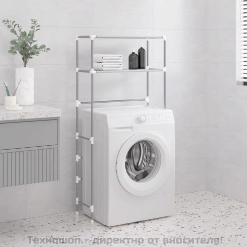 2-етажен рафт за съхранение над пералня сив 69x28x143 см желязо