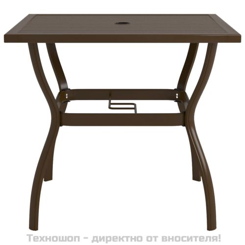 Градинска маса, кафява, 81,5x81,5x72 см, стомана