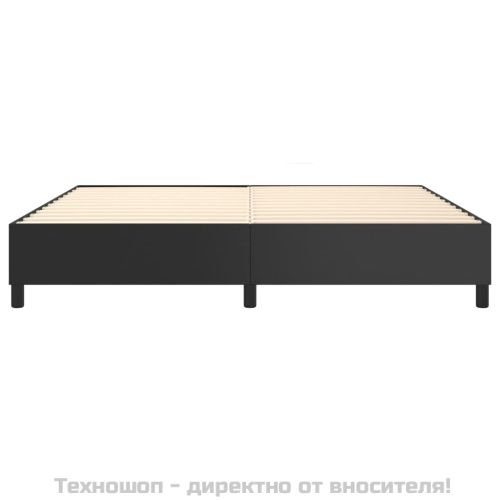 Рамка за легло с пружини черна 200x200 см изкуствена кожа