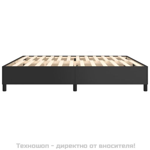 Рамка за легло с пружини черна 200x200 см изкуствена кожа