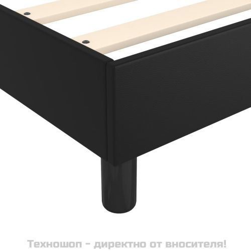 Рамка за легло с пружини черна 200x200 см изкуствена кожа
